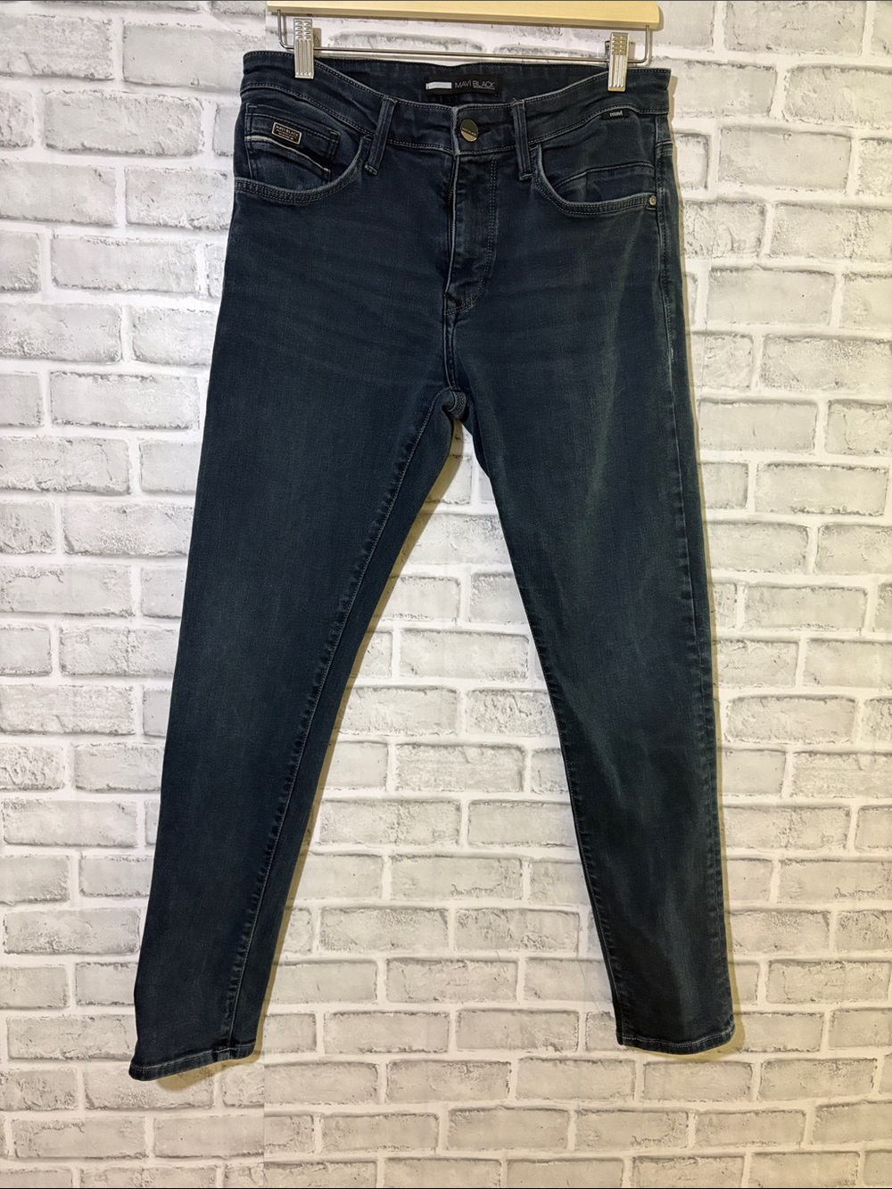 Mavi Black Dark Indigo Jeans with Branded Button, James Skinny- 32x30